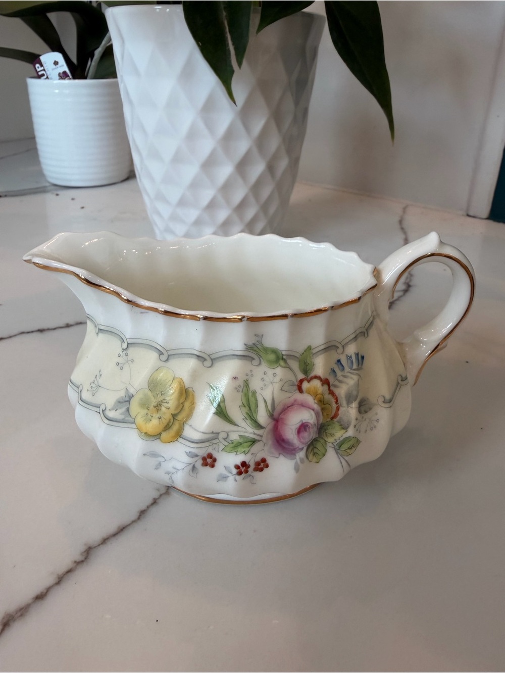 Royal Doulton Vintage  1950 creamer with Yellow, Pink, Green & Blue Floral Motio
